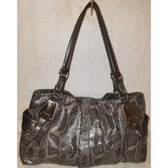 Extra large gray and black python leather handbag - Picture 2 of 4